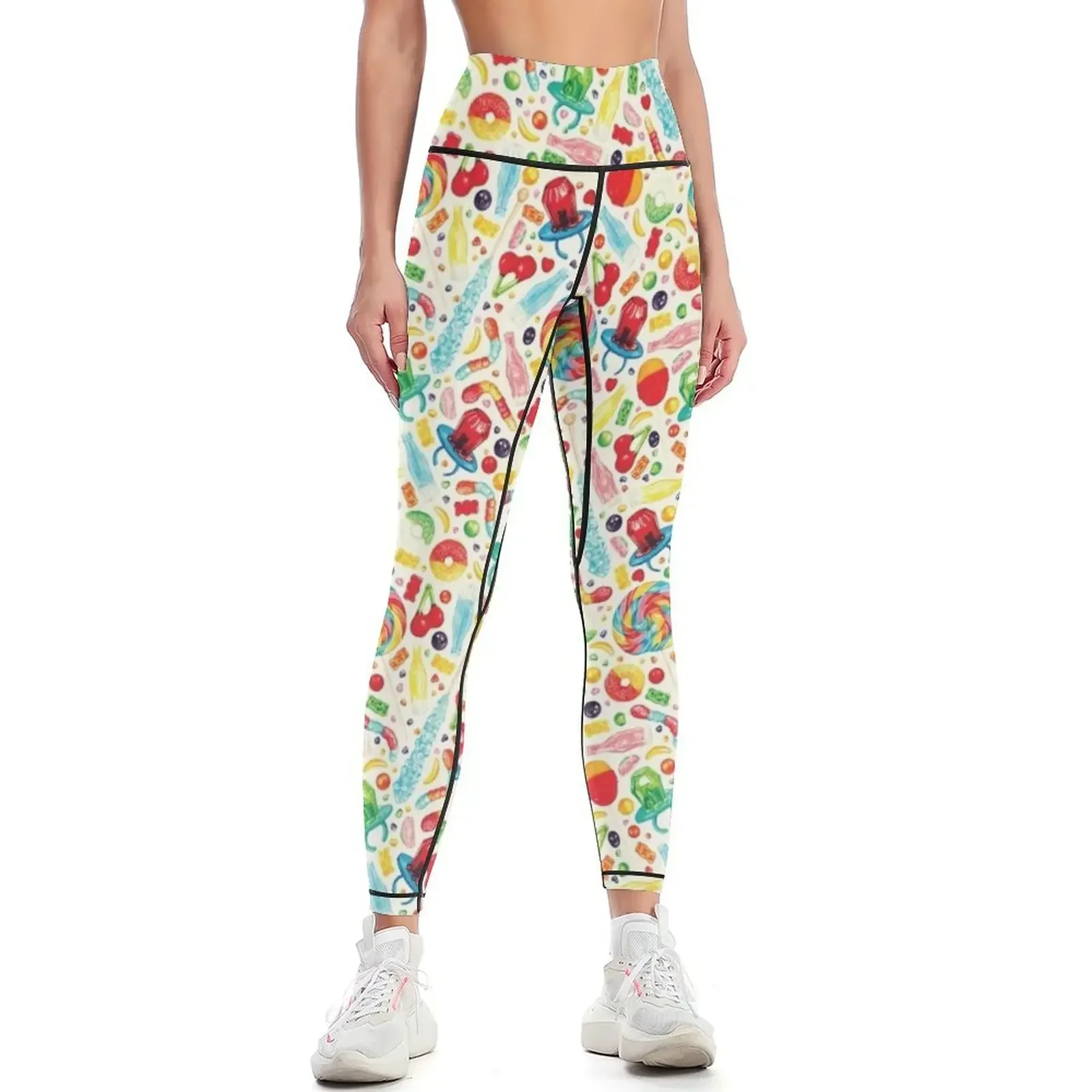 Candy Pattern - White Leggings Golf wear Women's push up legging push up sports tennis for Womens Leggings