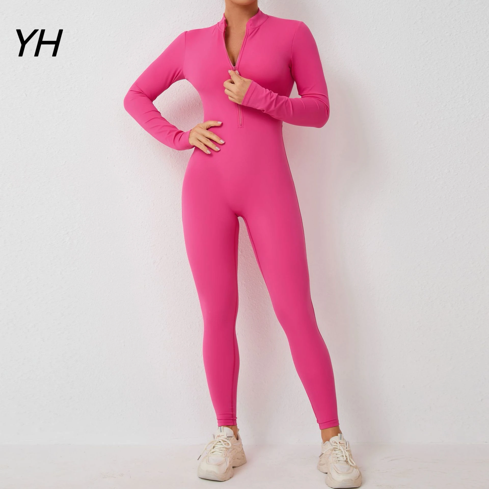 Long Sleeve Jumpsuit Women Padding Overalls Lycra Gym Clothing for Women Outfit 2024 Sport Set Women Tracksuit Yoga Clothes Blue