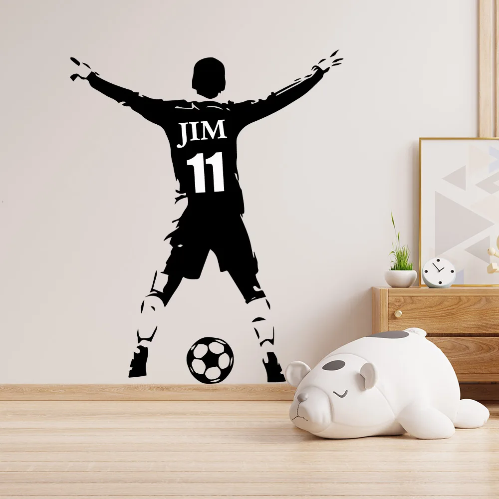 

1 pc nice football soccer customize name Wall Art Decal Wall Stickers Material for fitness Wall Stickers Waterproof Wallpaper