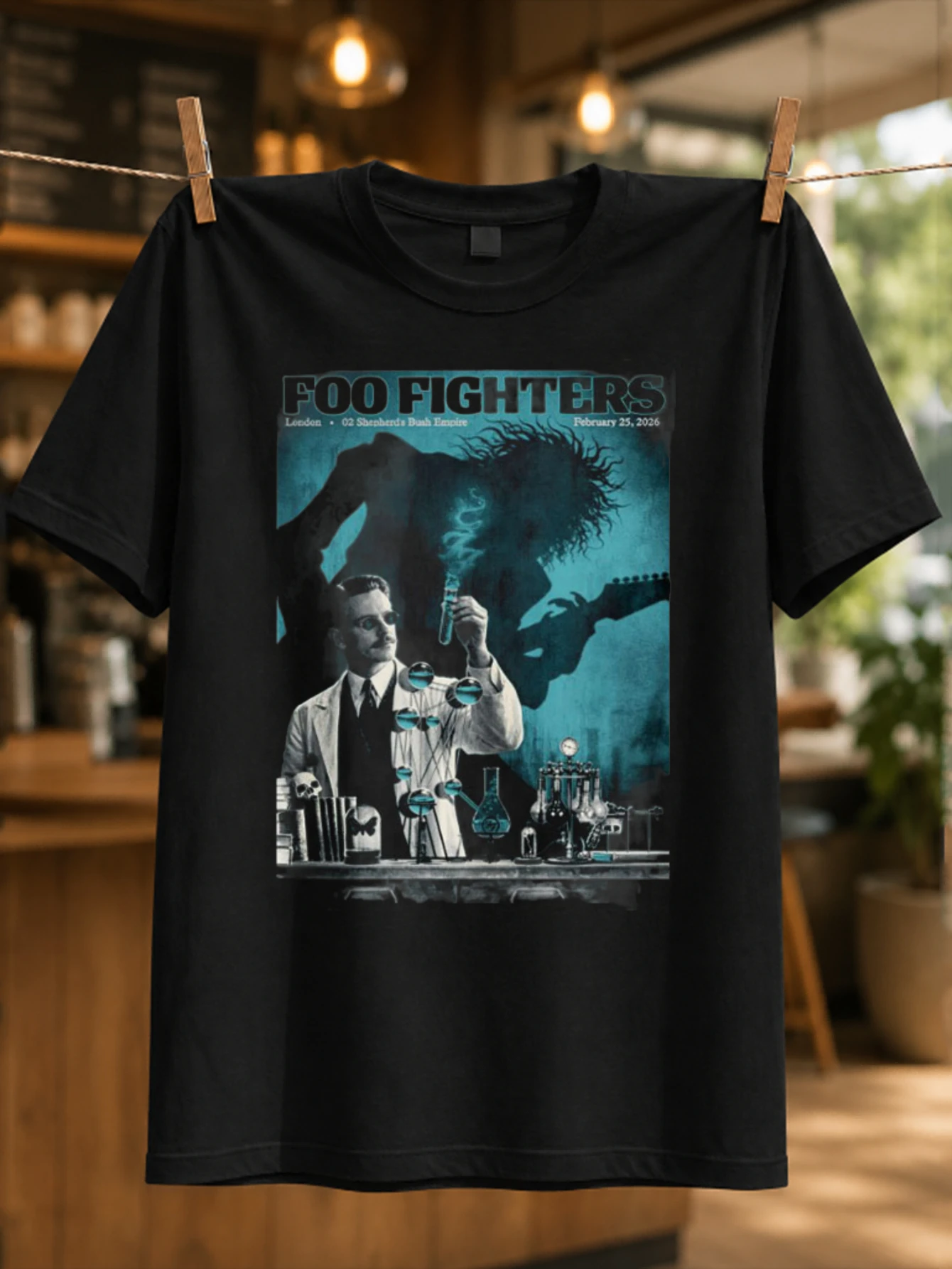 Foo Fighters lab scientist design with blue shadows beakers  props and experital rock style Unisex  Unisex All T-Shirt