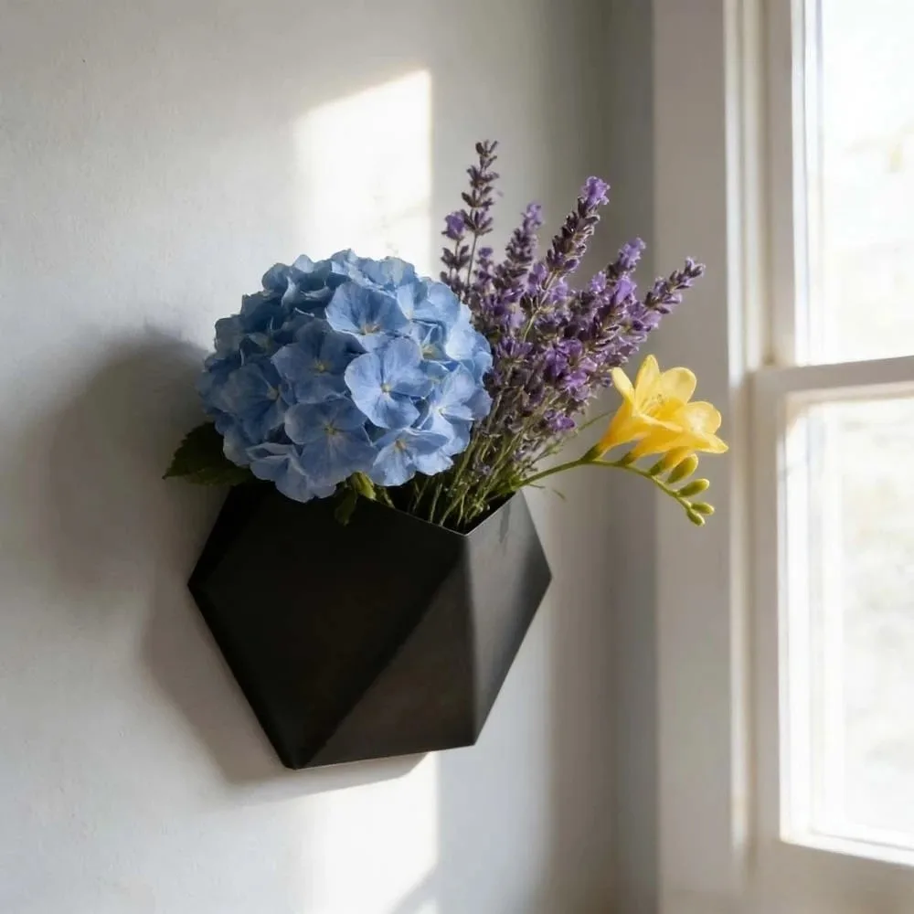 Mounting Holes Hexagonal Wall Flower Pot Easy to Install Modern Style Wall-Mounted Planter Wall Decoration Plant Pot