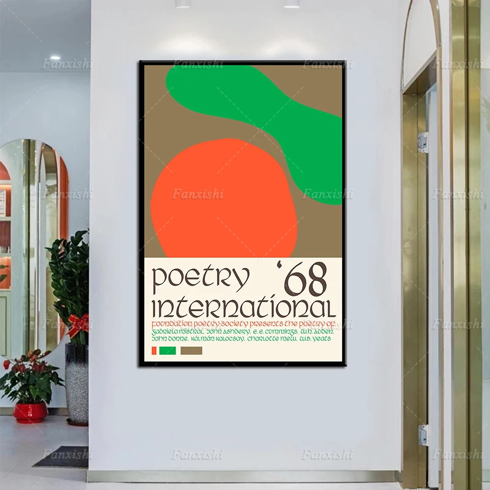 

Poetry Exhibition Poster Poetry Festival Decor 1968 Painting Posters and Prints Wall Art Canvas Pictures for Living Room Decor