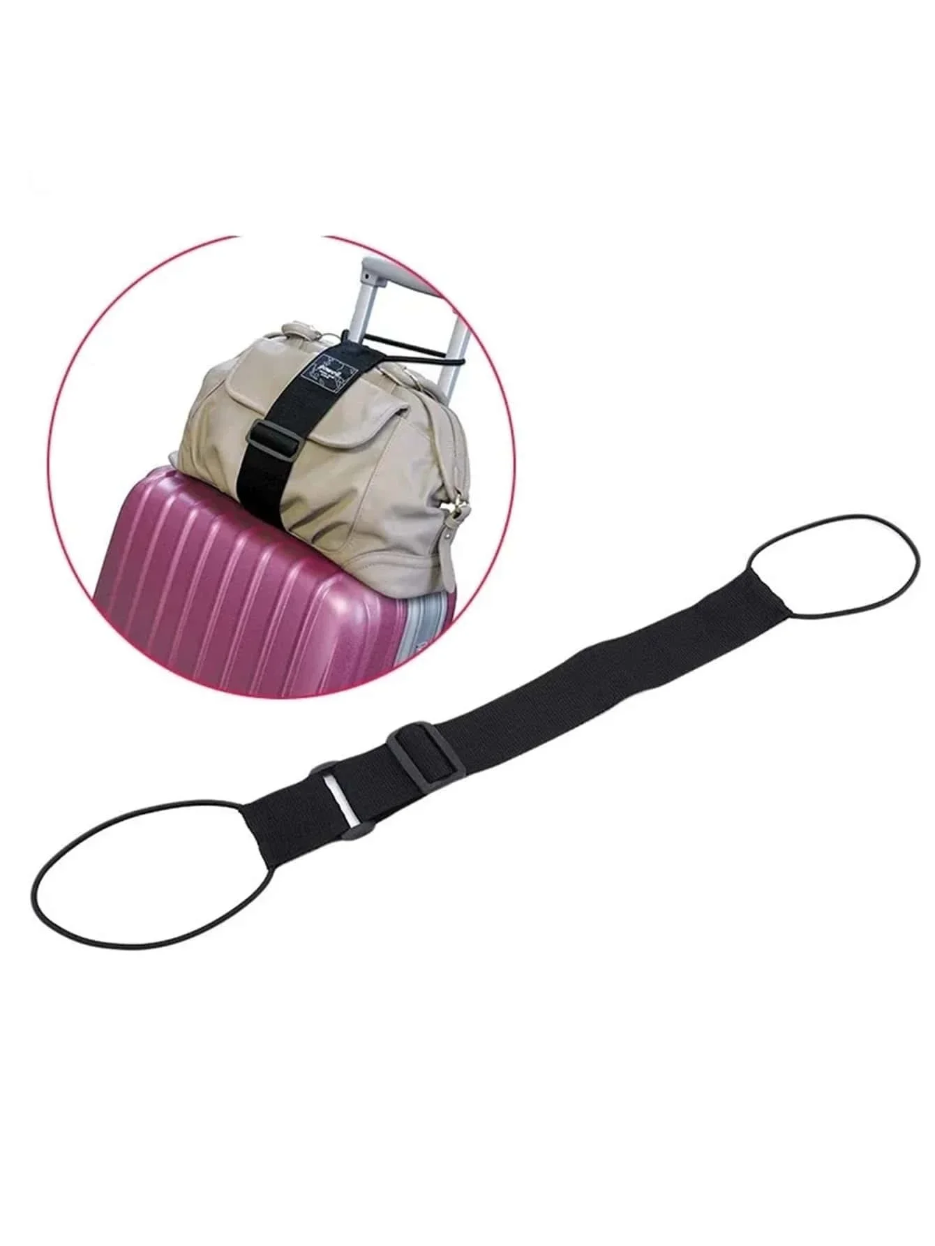 1pc Portable Black Luggage Packing Strap Travel Bag Holder Strap Baggage Elastic Rope Bonding Strap Elastic Bag Bungee,Travel Be