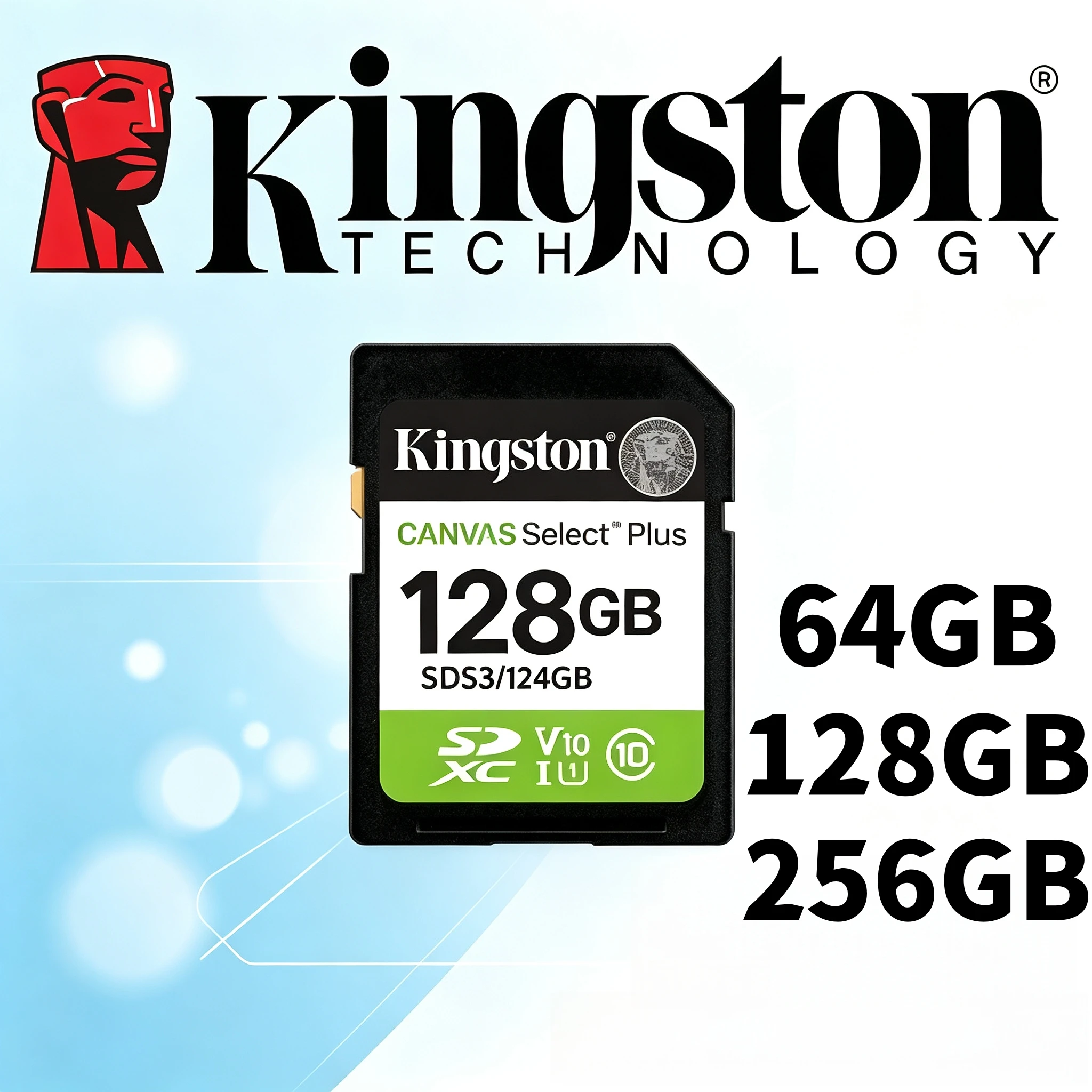Kingston SDS3 Original Canvas Select Plus SD Memory Card 64GB 256GB 128GB Full HD 1080p Video Camera SDXC Flash Cards Recording
