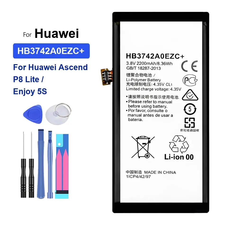 Batería estable para teléfono móvil Huawei Ascend P8 Lite Enjoy 5S, 2200mAh HB3742A0EZC+