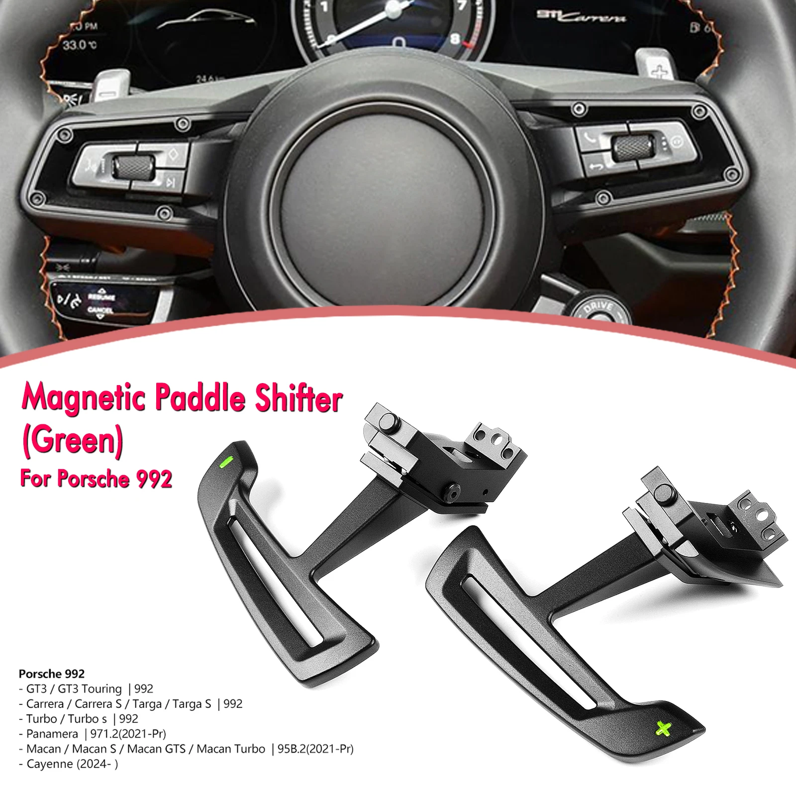 2PCS Car Steering Wheel Magnetic Shift Paddle Extension For Porsche 992 GT3 Carrera Panamera Macan Cayenne