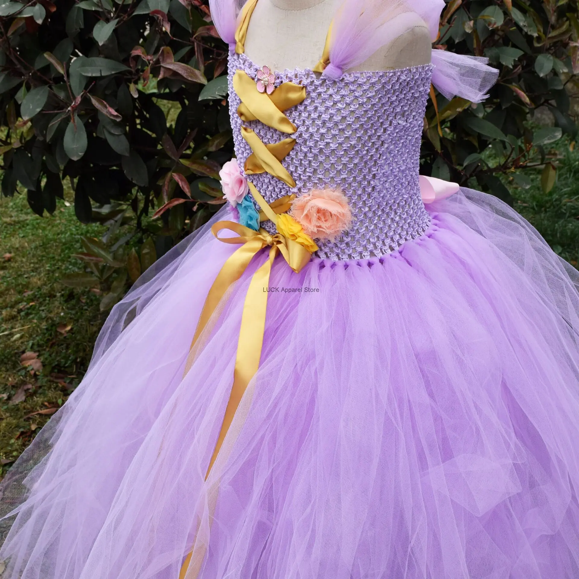 Kinderdag Cosplay Doek Meisje Prinses Jurk Lang Haar Verwarde Rapunzel Jurk Meisje Elegante Tutu Jurk