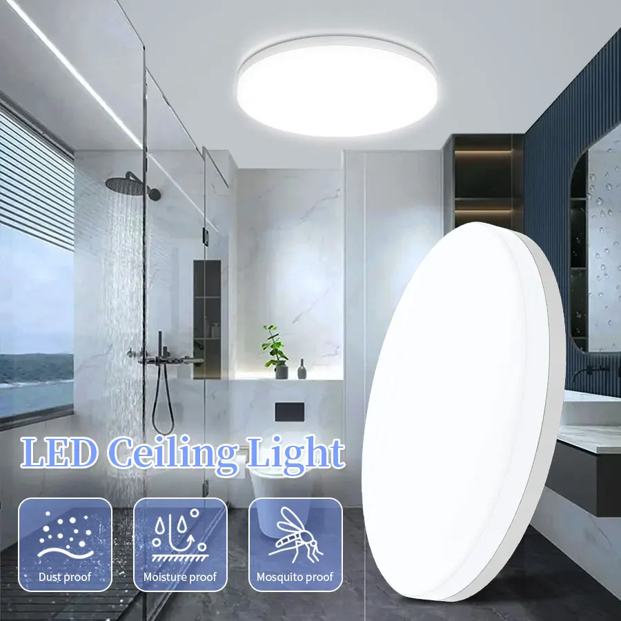 

Modern LED Ceiling Light 18W Round Cold White Dust-proof Moisture-proof Lamp Indoor Living Room Bedroom Lighting Ceiling Light