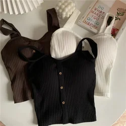 Crop Top Y2k Corset Summer Korean Fashion Tank Top Women's Clothing Knit Casual Basic Slim Vest Sweet Bra Tops Female Camisoles