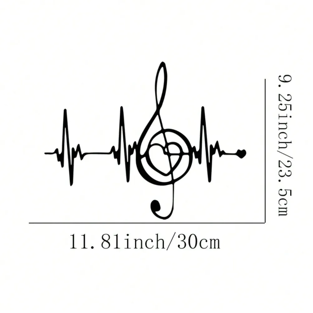 1PC Music Heartbeat Iron Wall Art, Metal Decor for Home Office Music Room, Gift for Music Lovers