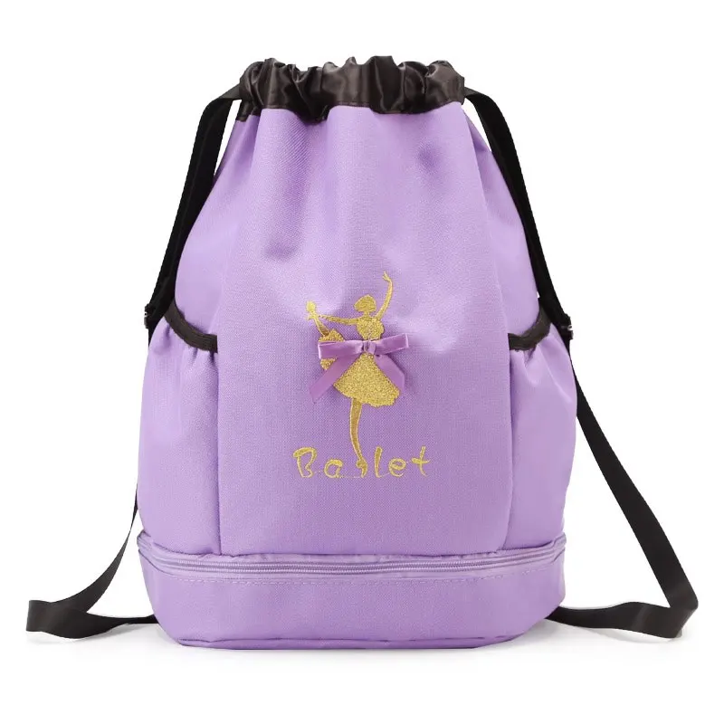 Saco de cordão impermeável para crianças, vestido cintilante de renda, mochila dançante, bolsas duffle, mochila de armazenamento para meninas, dança ballet