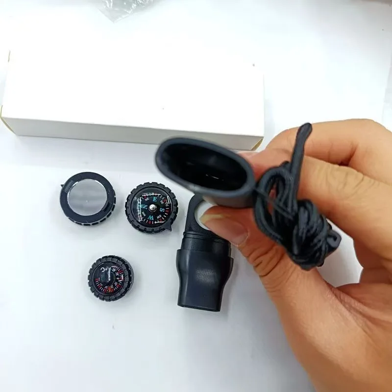 7in1 Multifunction Whistle Survival Gear Outdoor Camping Hiking Tool With LED Light Compass Thermometer Emergency Device