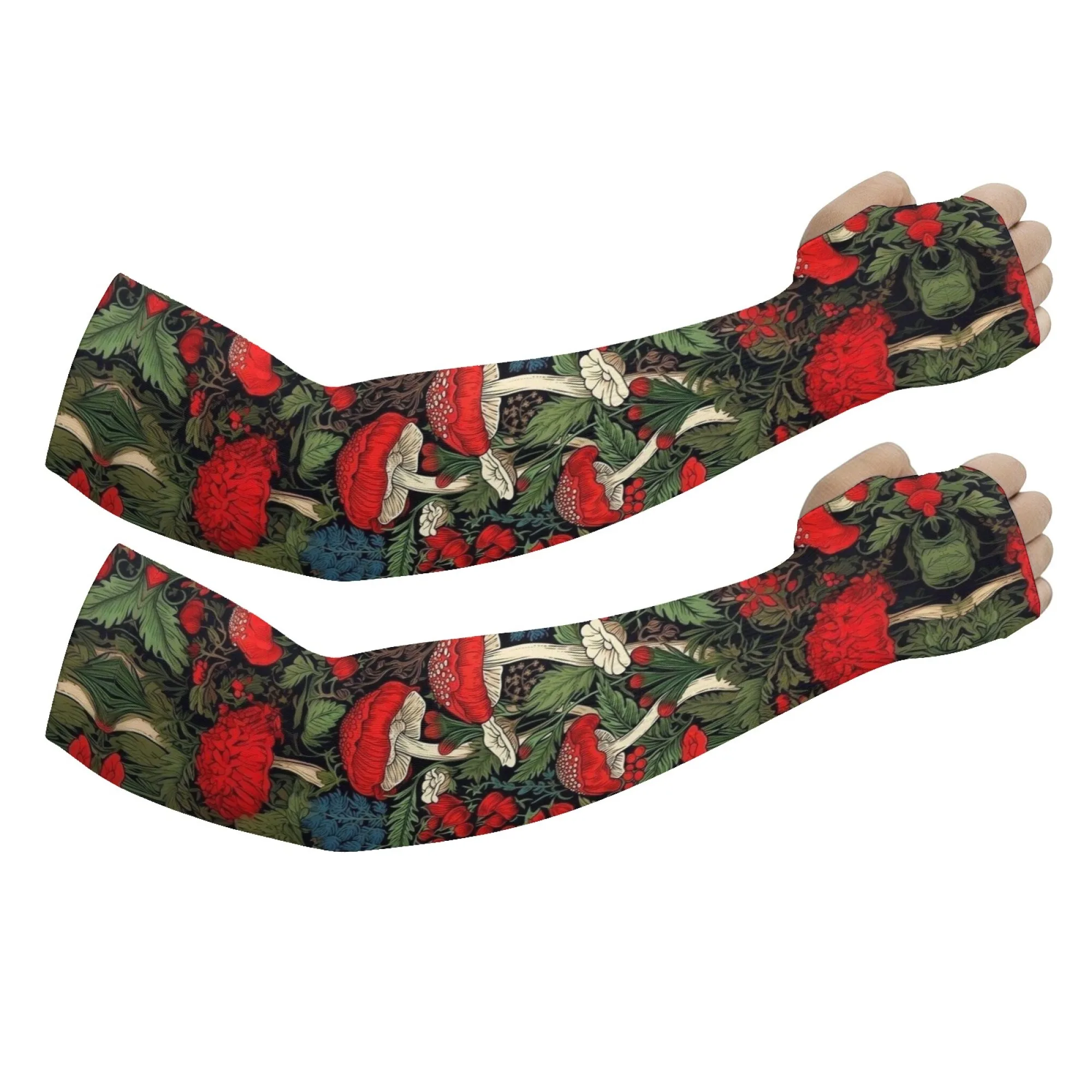 Fun Forest Mushroom Print Unisex Sleeves Soft and Non-slip Sleeves for Summer Outdoor Sports Soccer Basketball Protective Gloves