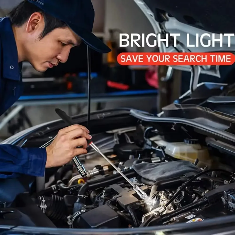 Телескопическая длинная ручка Телескопическая магнитная палочка Регулируемая со светодиодной подсветкой Магнитные инструменты для захвата Противоскользящая ручка Прочный