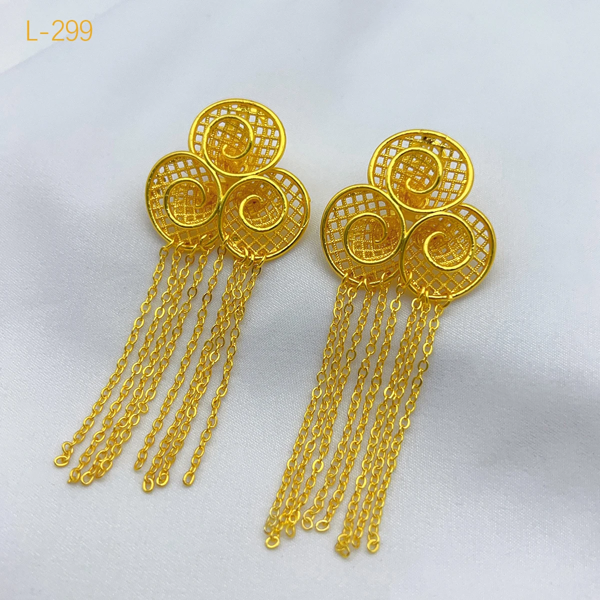 ANIID Ethiopian Tassel 24K Gold Color Necklace And Earrings Set For Lady Long Chain Necklace Luxury Jewelry Wedding Party Gifts