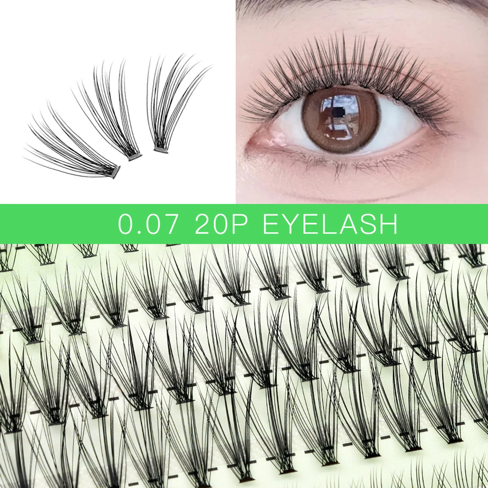 Pestañas postizas de visón con volumen 20D, Base de unión térmica, extensión de pestañas para mujeres, diseño de borde de cola de pez para maquillaje de ojos espectacular