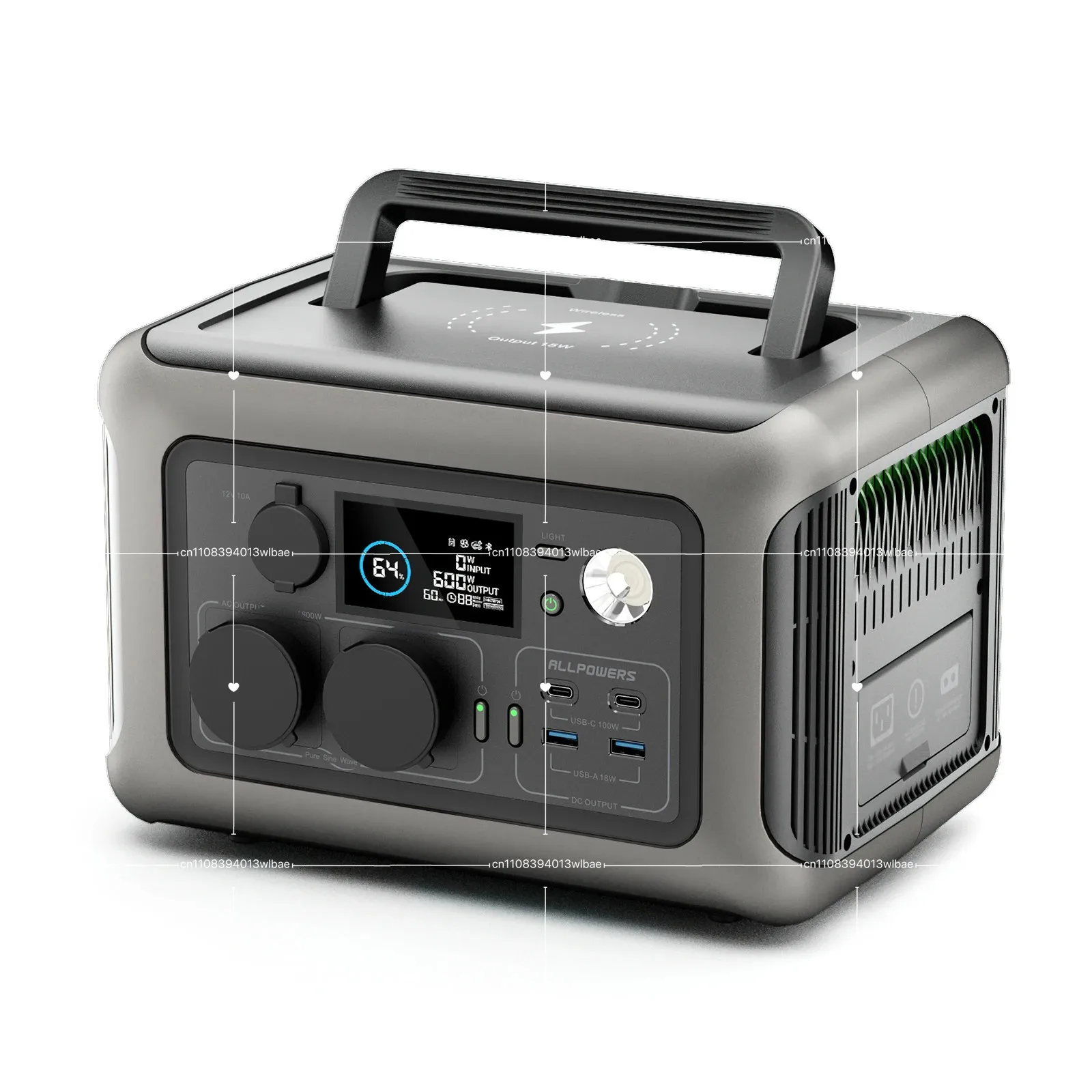 Station 600W 299Wh LiFePO4 Solar Generator UPS Battery Backup MPPT ALLPOWERS R600 Portable Power for Outdoor RV