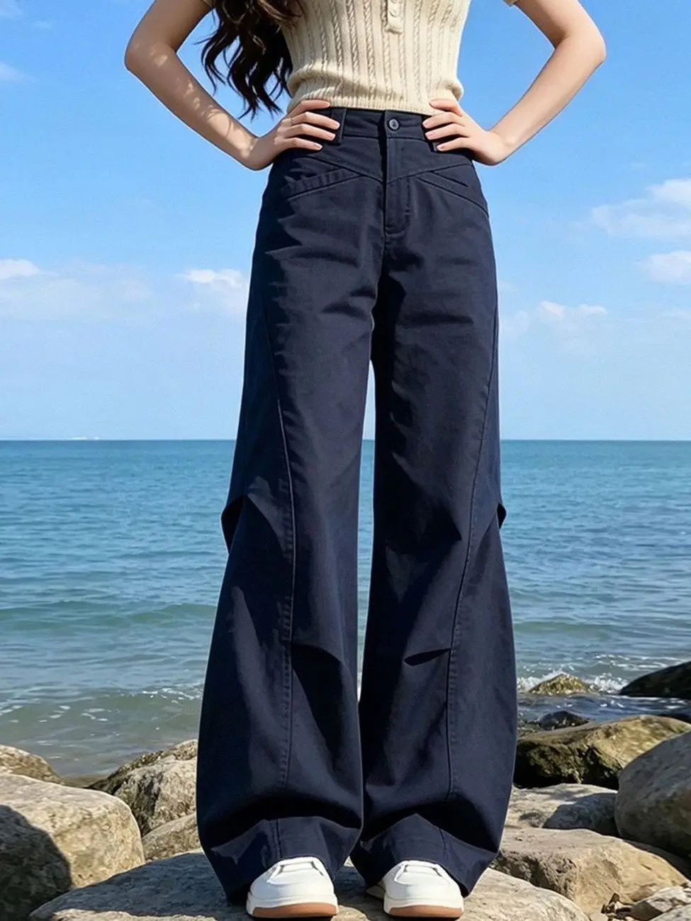 Korean Style Super Stylish Long Legging Workwear Pants Women Loose Wide Leg Pants Fashionable Casual Straight Leg Trousers