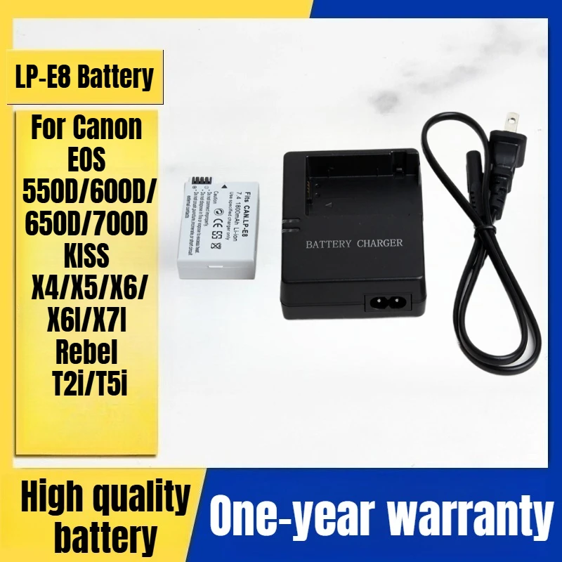 

LP-E8 Charger Canon Camera Battery for Canon EOS 550D/600D/650D/700D KISS X4/X5/X6/X6I/X7I Rebel T2i/T5i High Quality Battery