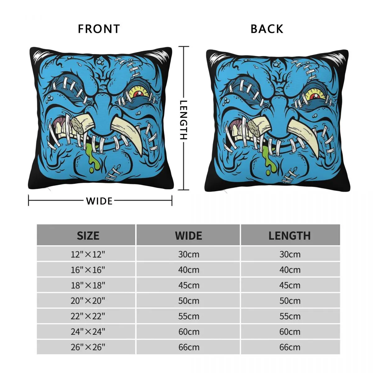 Shrunken Head Zombie Square Pillowcase Polyester Linen Velvet Printed Zip Decorative Home Cushion Cover 18