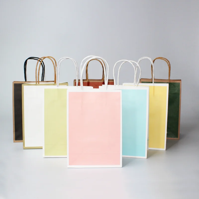 10/30/50pcs/lot Small Gift Bag Baking Bag Takeaway Paper Bag Shopping Clothing Bag Kraft Paper Bag with handle