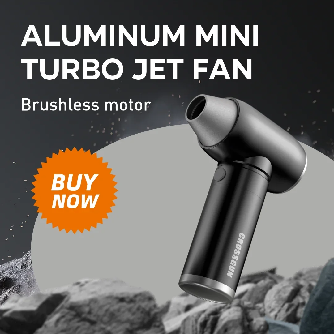 

CROSSGUN Jet Turbo Fan Электрический вентилятор - Многофункциональный мини-автомобильный пылесос для устранения пыли Прочный материал из алюминиевого сплава