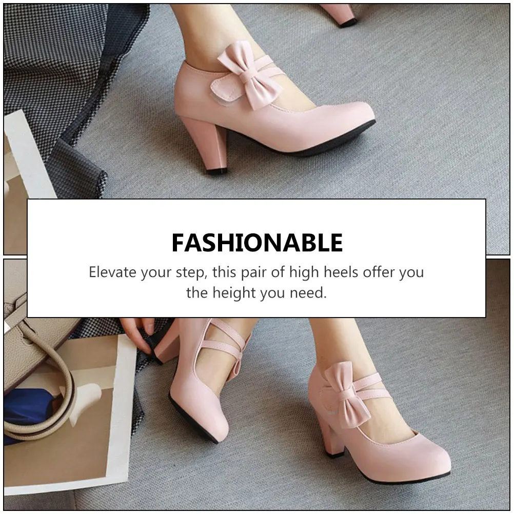 

1 пара элегантных женских туфель на массивном высоком каблуке с бантом, легкие стильные сандалии для вечеринок, модные туфли на каблуке, подарок с выставкой