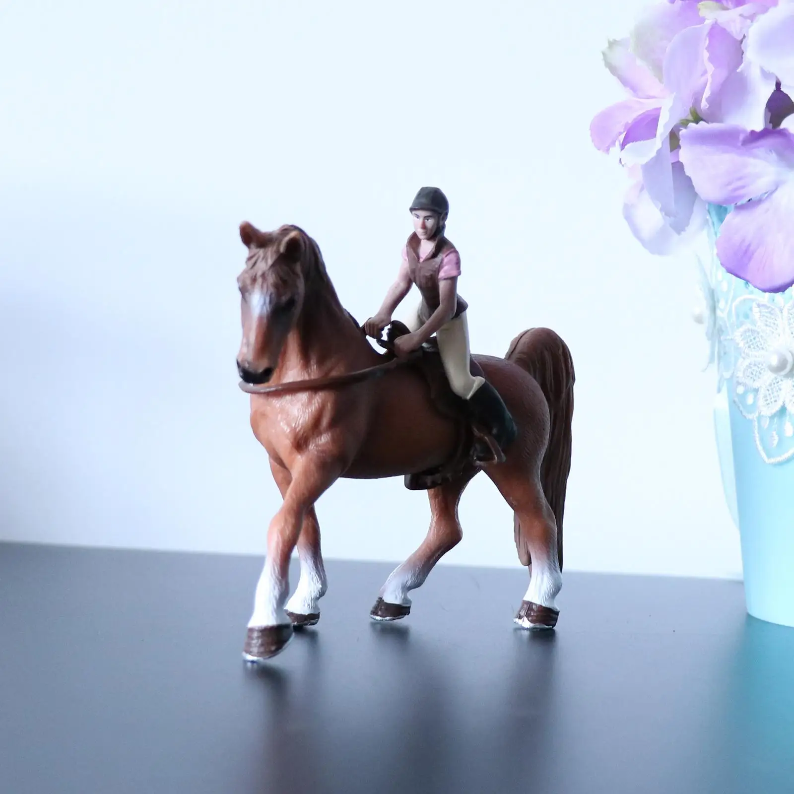 

Пластиковая фигурка сельскохозяйственного животного, лошадь с коллекцией гонщика, игрушечная фигурка, статуя, модель сельскохозяйственного животного