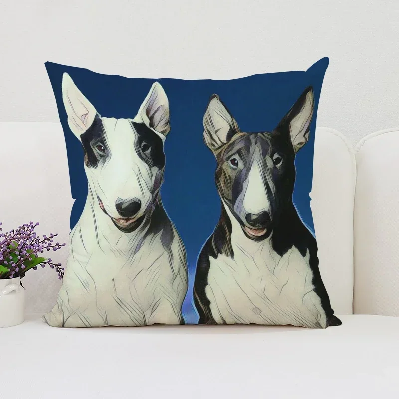 Cushion Cover 45x45 Bull Terrier Art Pillow Cases Decorative Pillows Covers Pillowcase Cushions Home Decor Car Decoration Sofa