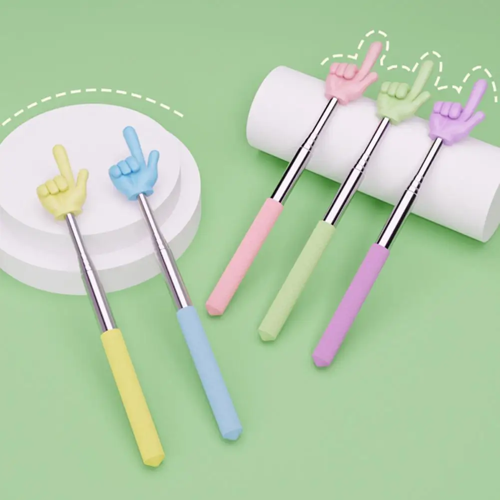 Ponteiro telescópico para professores, 21.5-68cm, vara de dedo extensível, varinha guia portátil para apresentação escolar, material de ensino