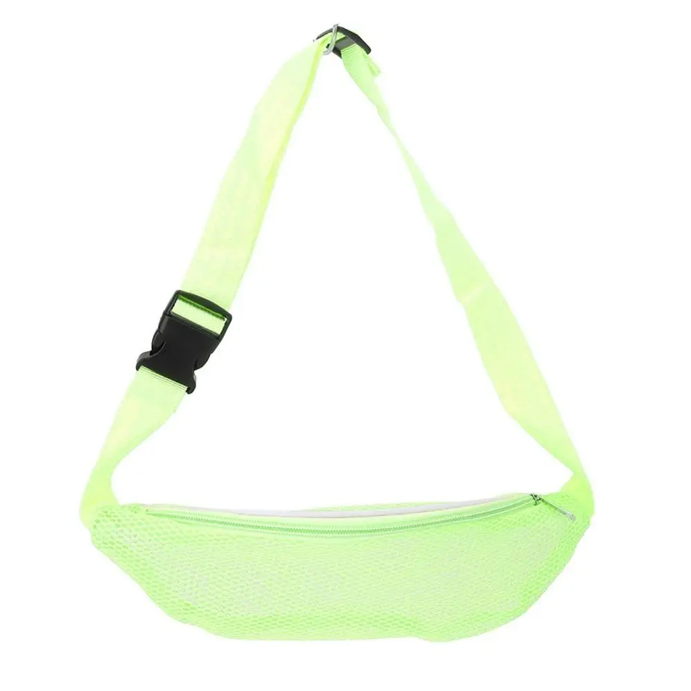 Durable Breathable Beach Mesh Fanny Pack Adjustable Belt Nylon Collecting Bag Lightweight Mesh Beach Bag Storing