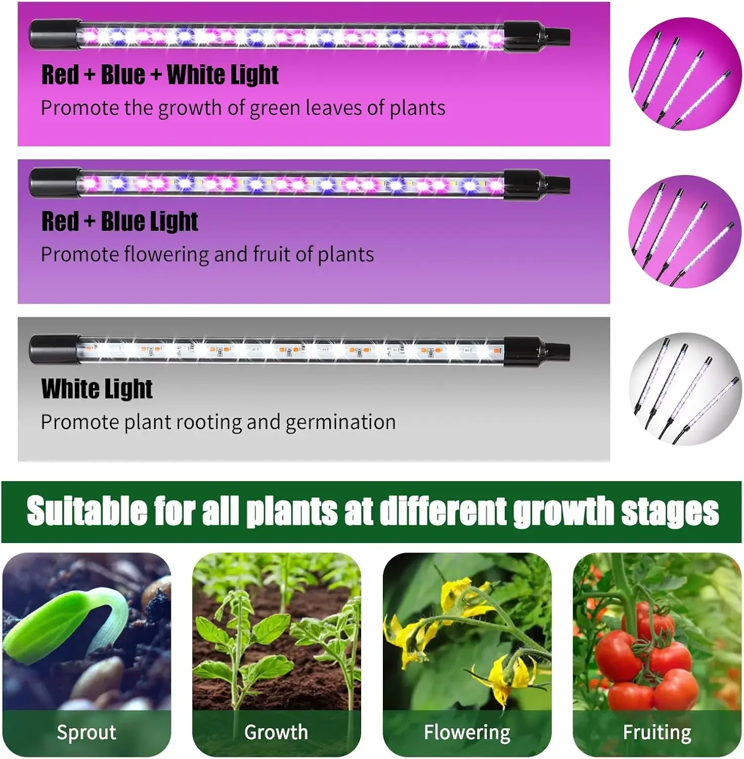 Tripod LED Plant Light Full Spectrum USB Plug-In Indoor Greenhouse Vegetable Flower Plant Light Plant Grow Box Plant Lights