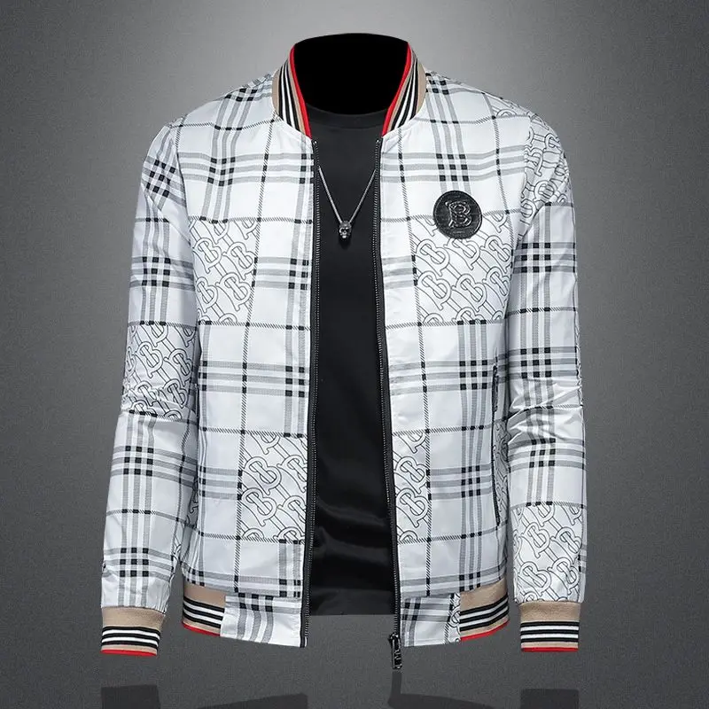 Versatile Striped Baseball Suit Autumn Top Plaid Jacket Men's Spring and Autumn