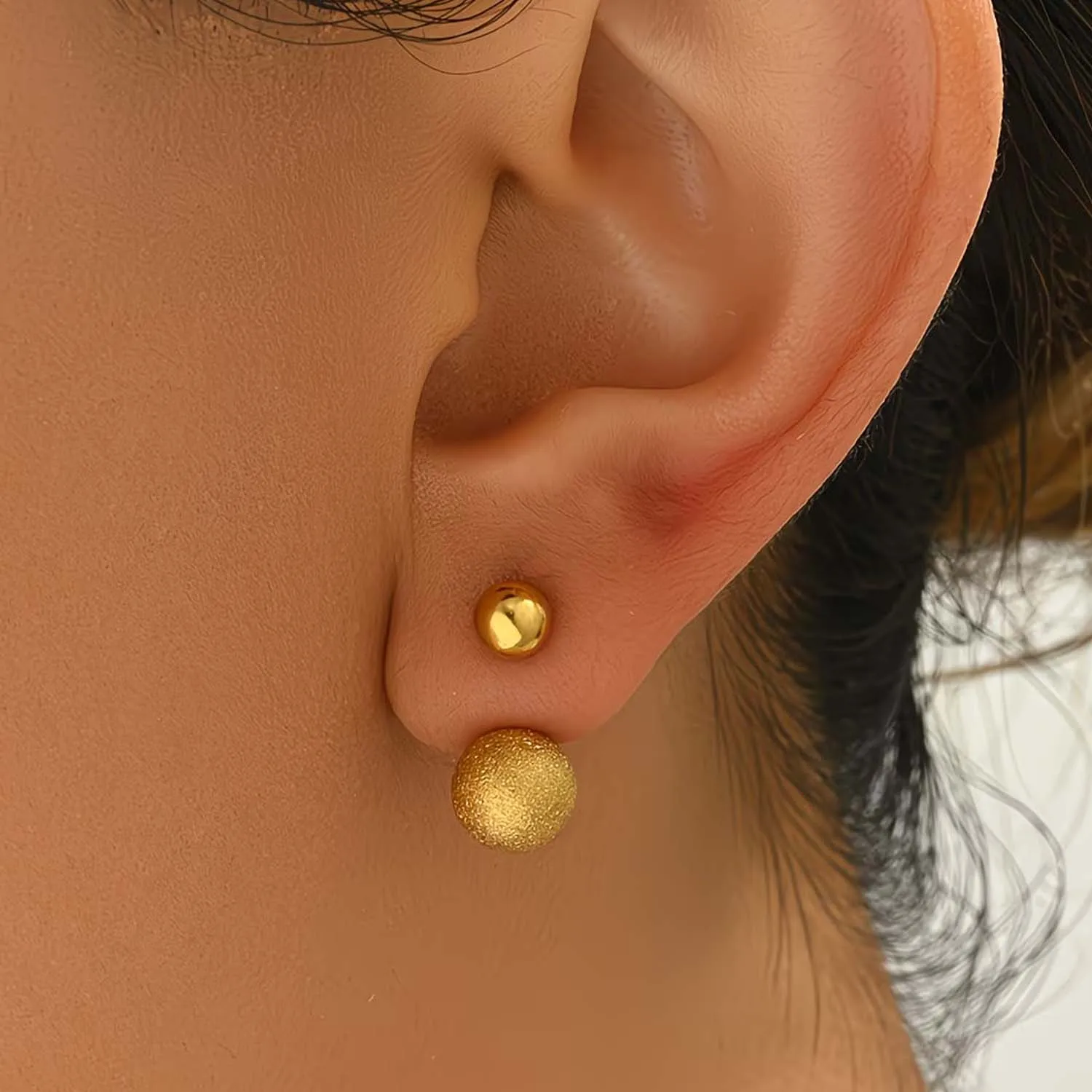 1 Pair U-Shaped Screw Small Ear Bone Studs Matte round Ball Punk Style Daily Wear Fashionable Easy Matching Silver Color Earring