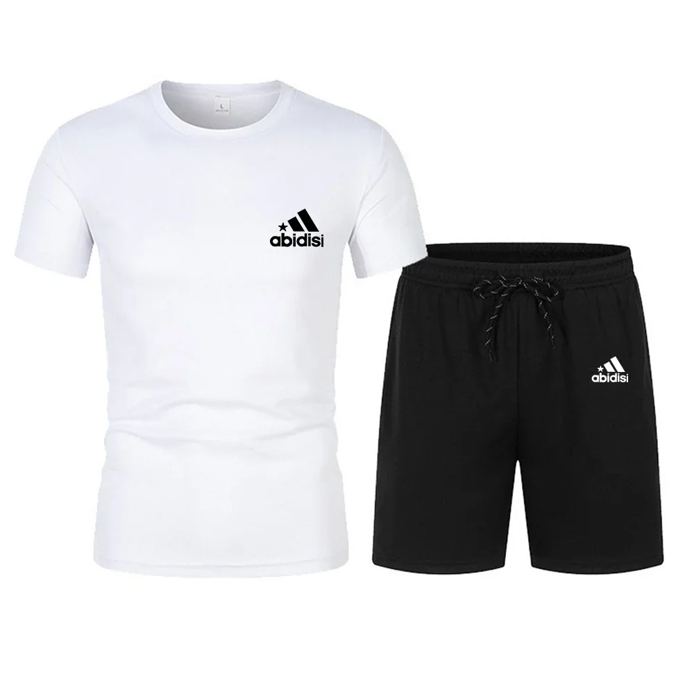 

2024 Summer Men's Set Fashion Sportswear Short sleeved T-shirt+Sports Shorts Casual Clothing Jogging