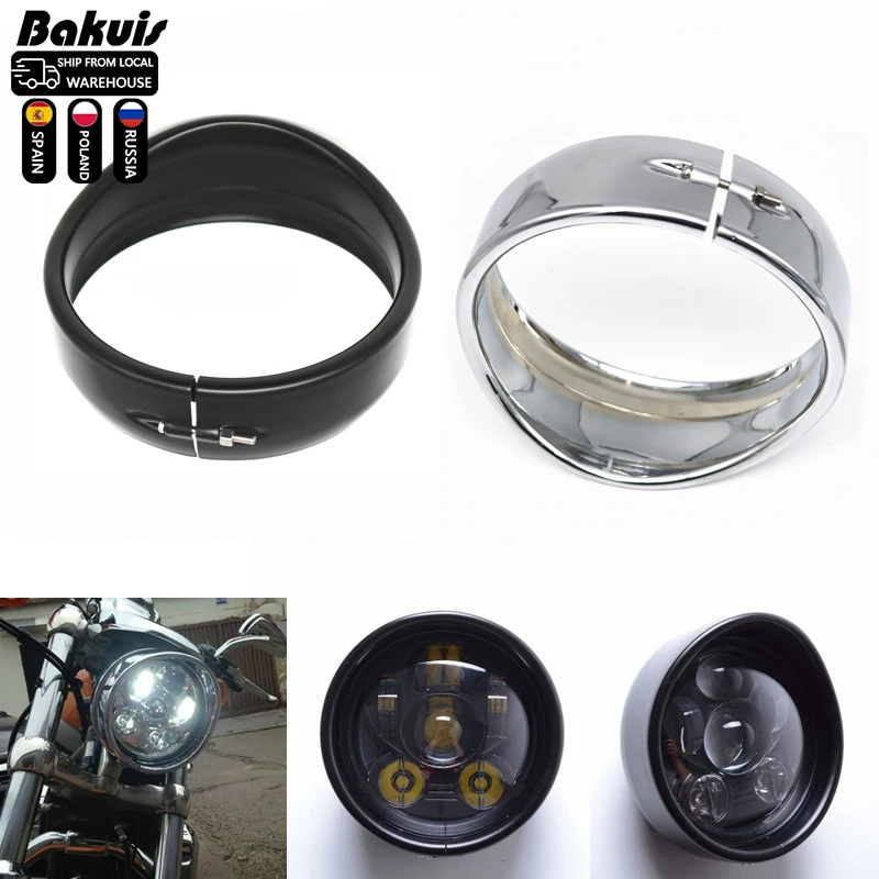 

Накладное кольцо безеля фары 5,75 дюйма для Sportster XL883 883N 1200 Dyna 5 3/4 дюйма. Накладка на фару в стиле козырька 69735-05