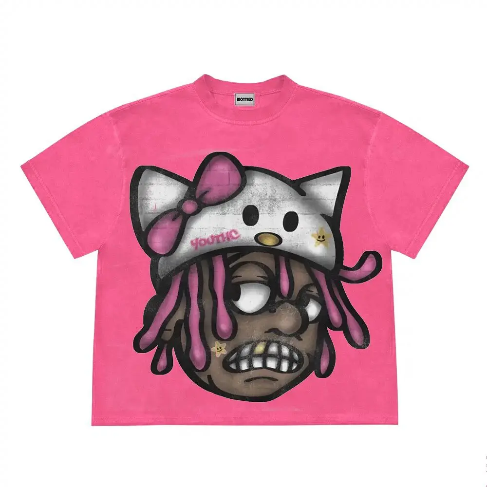 Streetwear T Shirt Y2K Harajuku Gothic Cartoon Anime Graphic Print Oversized TShirt Men Women Round Neck Cotton Short Sleeve Top