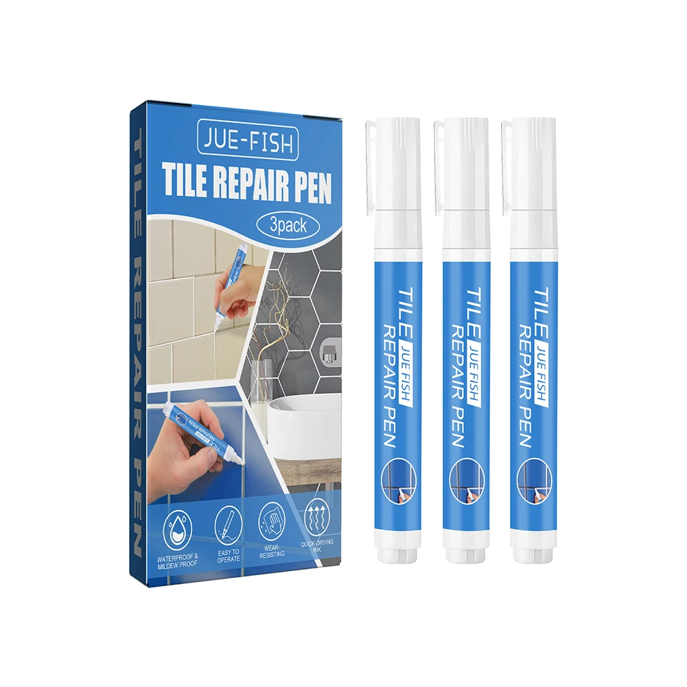 3pcs Grout Pen White Tile Paint Marker Waterproof Grout Filler Pen Mildew-proof Tile Grout Safety for Restoring Tile Wall Floor