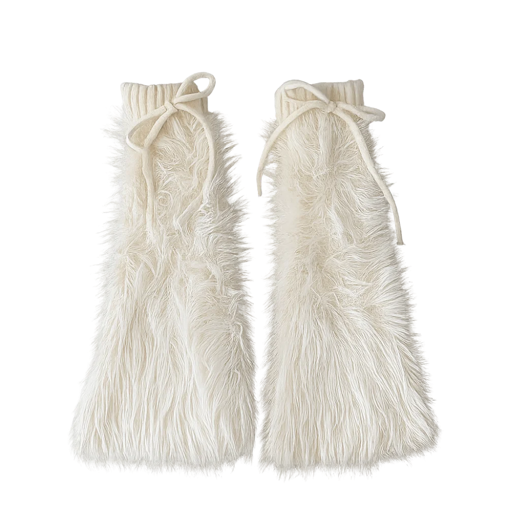 

Soft Knitted Winter Leg Warmers Foot Cover Y2K Leg Coverings Harajuku Kawaii Furry Leg Warmers Accessories
