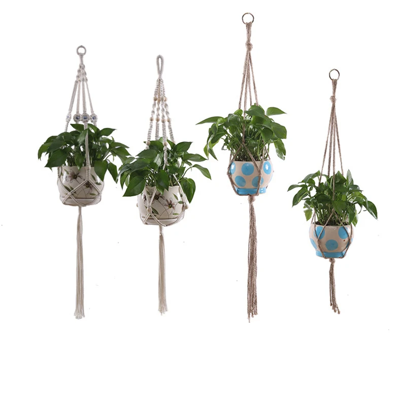 Macrame Handmade Plant Hanger Baskets Flower Pots Holder VinBalcony Hanging Decoration Knotted Lifting Rope Home Garden Supplies