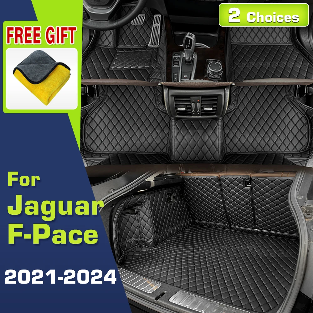 Car Floor Mats For Jaguar F-PACE 2021 2022 2023 2024 Custom Trunk Mat Auto foot Pads Carpet Cover Interior Accessories