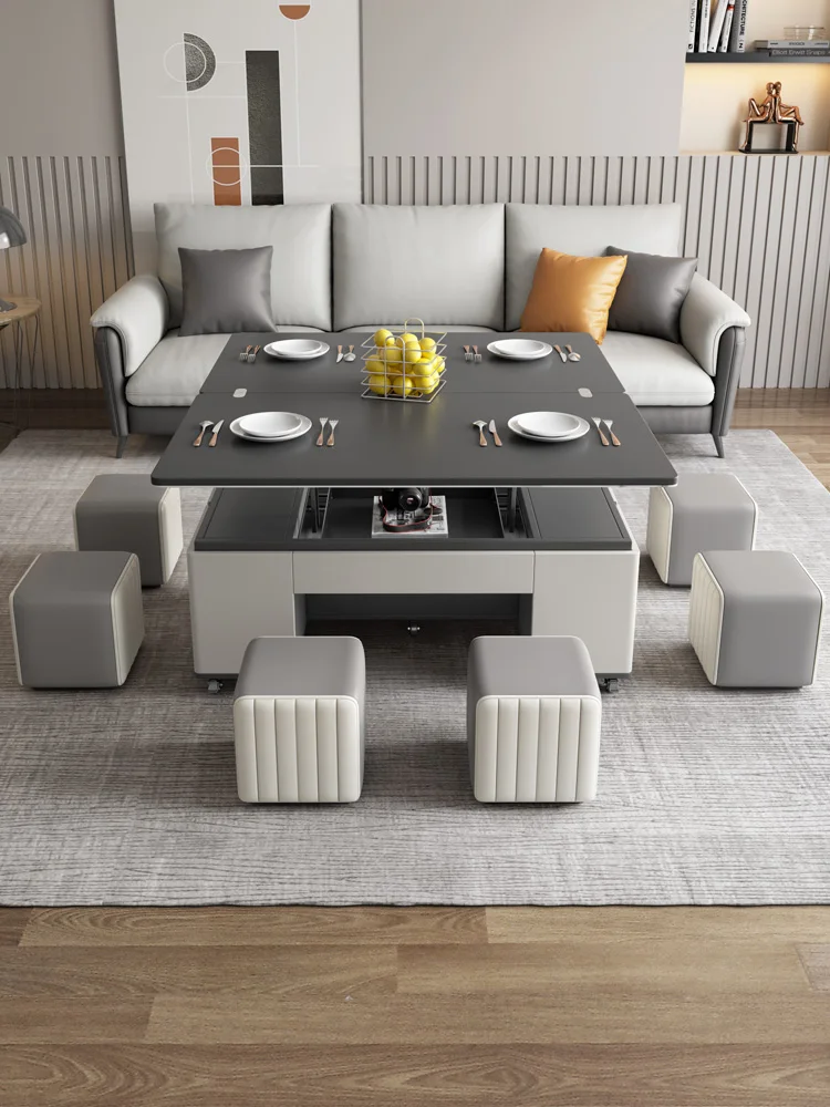 

Multifunctional coffee table, dual purpose, lifting and folding dining table, small unit,expandable rock plate coffee table