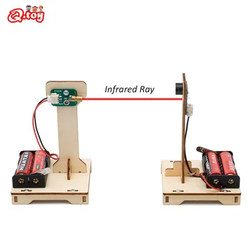 DIY إنذار الأشعة تحت الحمراء الجذعية اللعب تكنولوجيا العلوم التجريبية مجموعة أدوات تعلم ألعاب ألغاز خشبية تعليمية للأطفال هدية