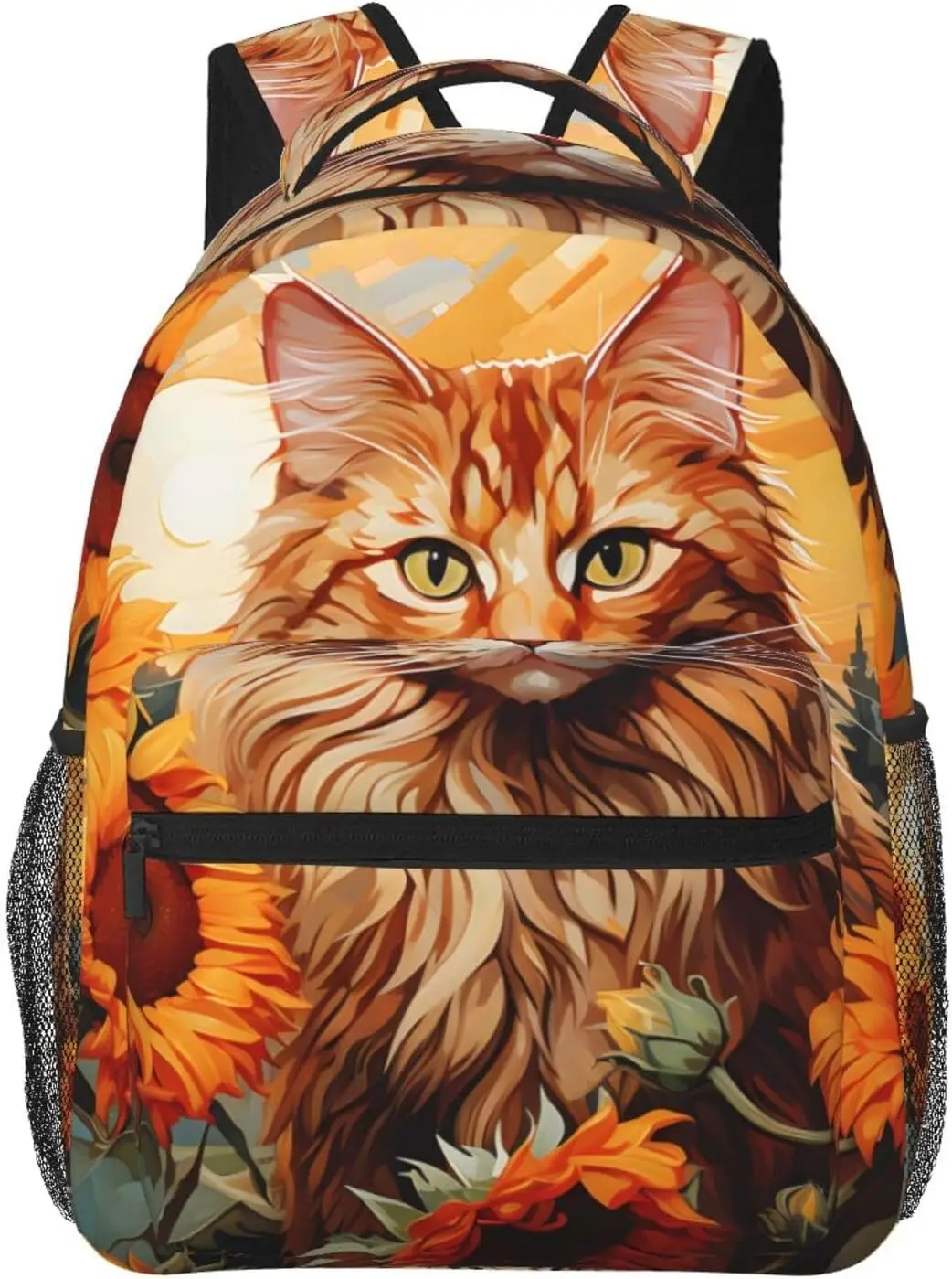 

Cute Sunflower Cat Lightweight Laptop Backpack Lightweight Multipurpose Travel Casual Daypack Unisex College Backapcks for Men W