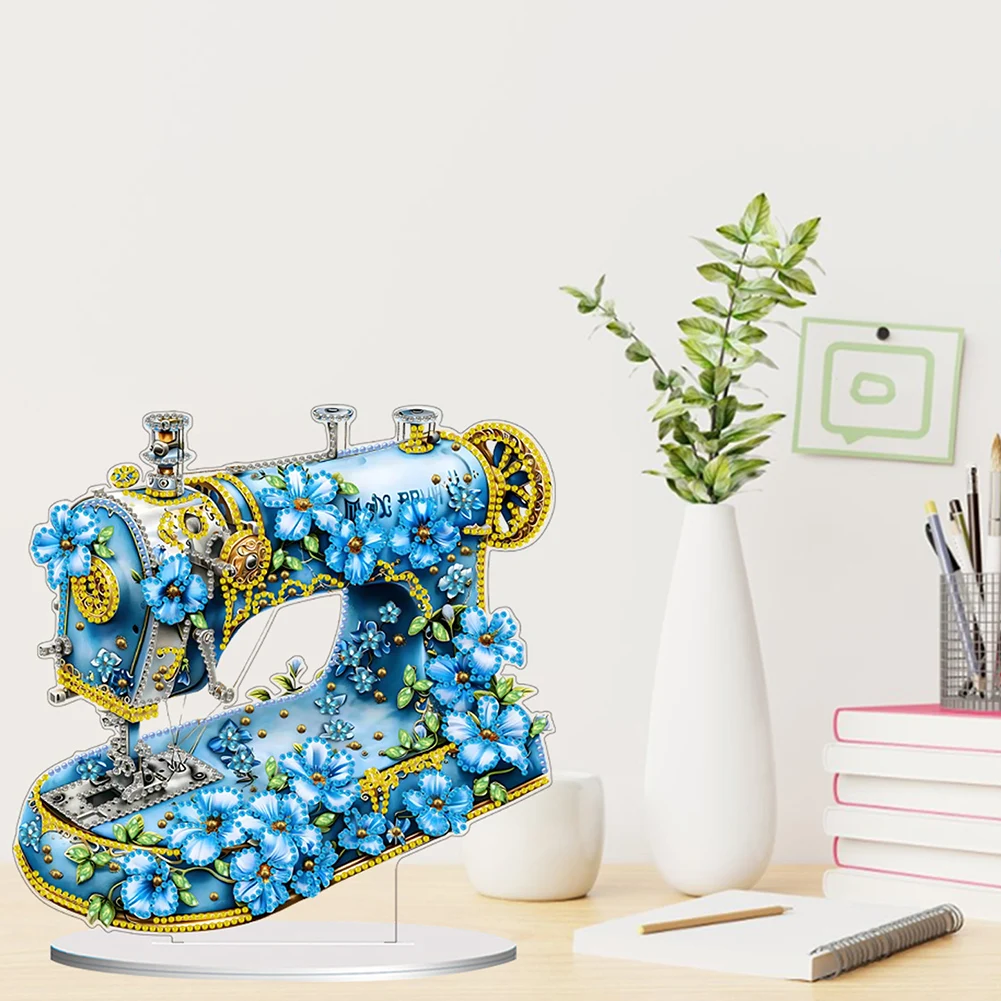 

2D/Flat Sewing Machine DIY Desktop Diamond Art Kits 5D DIY Diamond Art Tabletop Decorations Diamond Painting Desktop Decorations