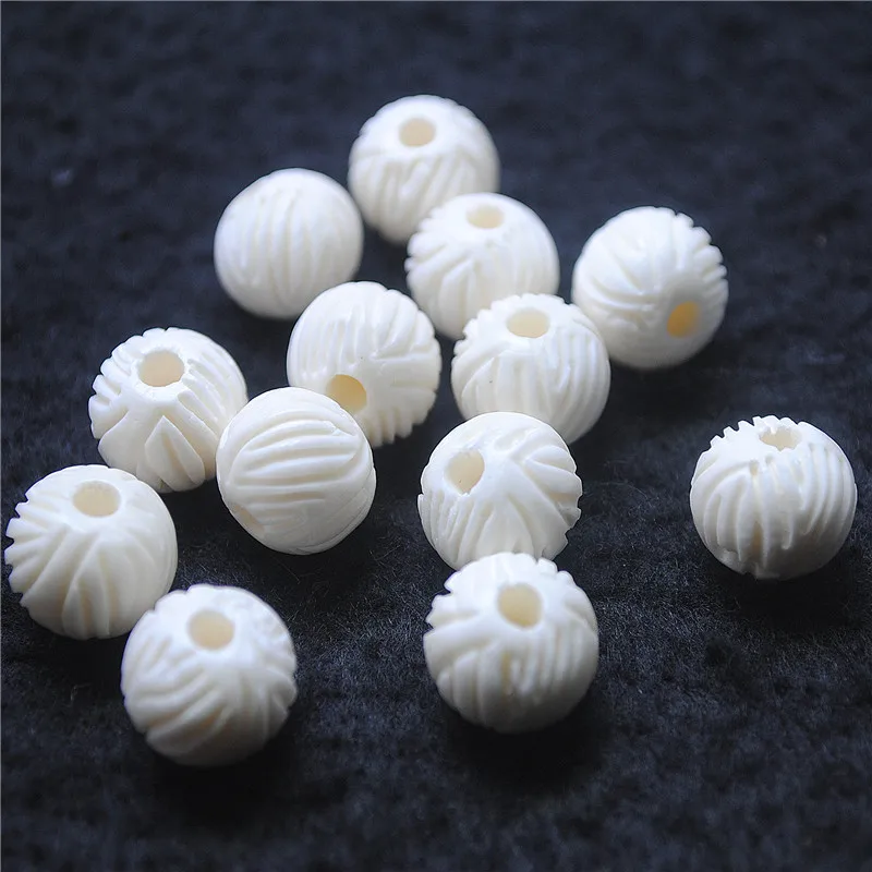 10PCS Spacer Beads Natural OX Bone Material 10MM 12MM Big Hole 3.0MM For Fashion Women Bracelet Making Accessories Free Shipping