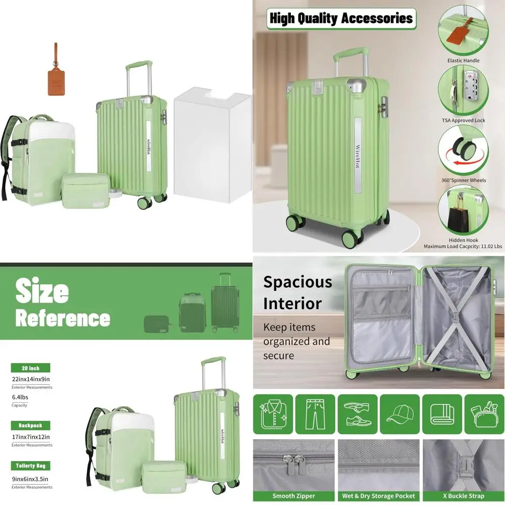 

Набор ручной клади 22x14x9 в винтажном стиле с рюкзаком, твердый корпус из АБС-пластика + ПК, небольшой 20-дюймовый чемодан в стиле ретро