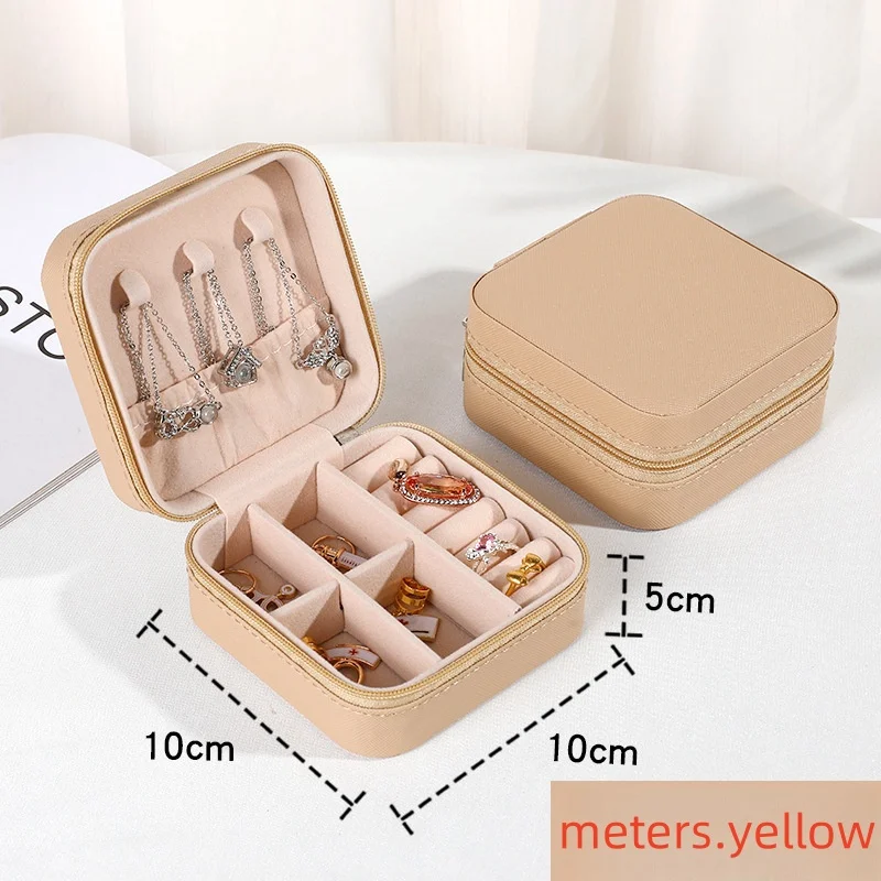 Mini Schmuckaufbewahrungsbox Tragbare Reise-Schmuckschatulle für Ohrringe und Halsketten Damen-Ringorganizer PU-Leder Präsentationsbox – Detail 11