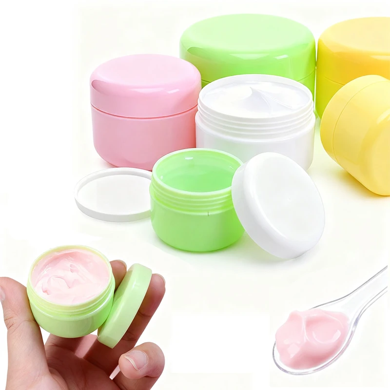 

100Pcs 10g-100g Mini Empty Plastic Cosmetics Jars w/ Screw Lid & Liner Travel Sample Containers For Makeup Face Cream Hair Mask