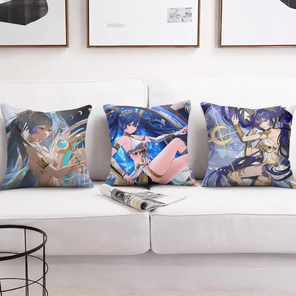 Iuno Wuthering Waves Cushion Cover Soft Short Plush Pillow Cover Smooth Cozy Texture Aesthetic Cushion Case Home Decor